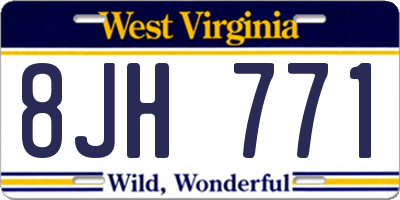 WV license plate 8JH771