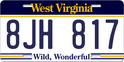 WV license plate 8JH817