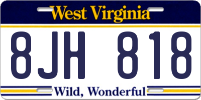 WV license plate 8JH818