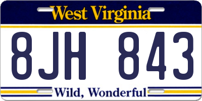 WV license plate 8JH843