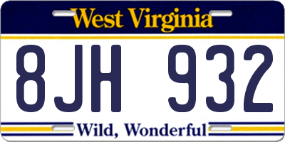 WV license plate 8JH932