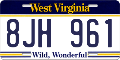 WV license plate 8JH961