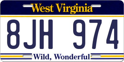 WV license plate 8JH974