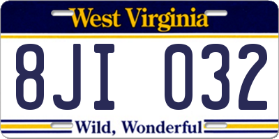 WV license plate 8JI032