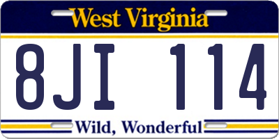 WV license plate 8JI114