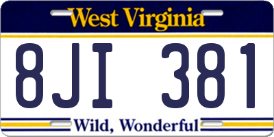 WV license plate 8JI381