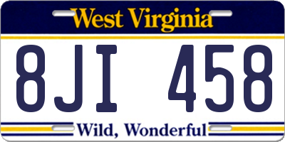 WV license plate 8JI458