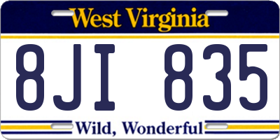 WV license plate 8JI835