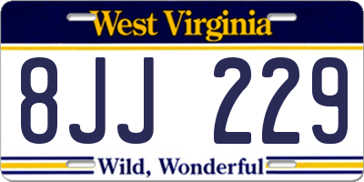 WV license plate 8JJ229