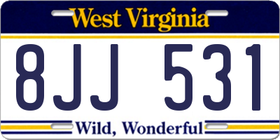 WV license plate 8JJ531