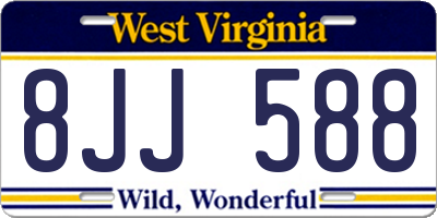 WV license plate 8JJ588