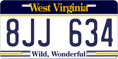 WV license plate 8JJ634
