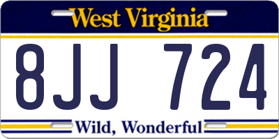 WV license plate 8JJ724