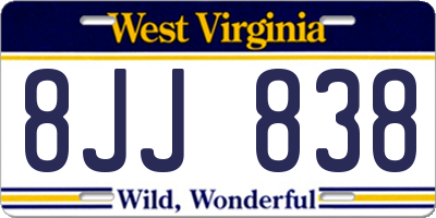 WV license plate 8JJ838