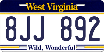 WV license plate 8JJ892