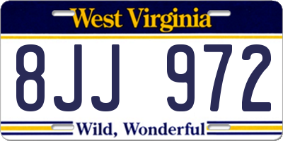 WV license plate 8JJ972