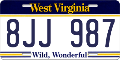 WV license plate 8JJ987