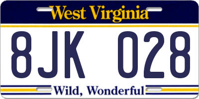 WV license plate 8JK028