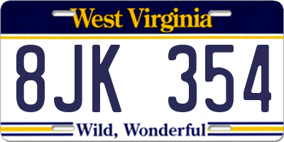 WV license plate 8JK354