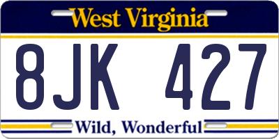 WV license plate 8JK427