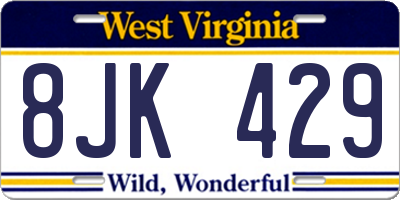 WV license plate 8JK429