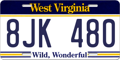 WV license plate 8JK480