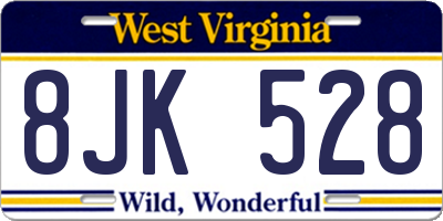 WV license plate 8JK528