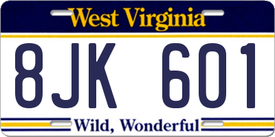 WV license plate 8JK601