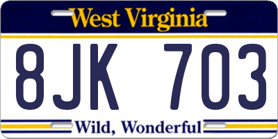 WV license plate 8JK703