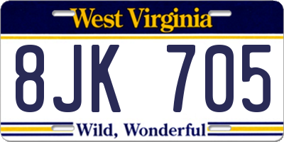 WV license plate 8JK705