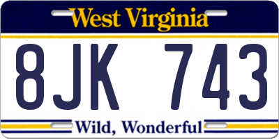 WV license plate 8JK743