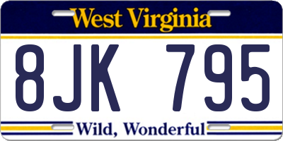 WV license plate 8JK795