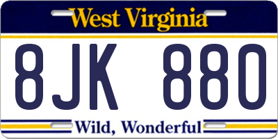WV license plate 8JK880