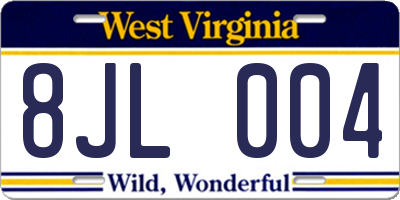 WV license plate 8JL004