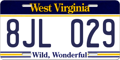 WV license plate 8JL029