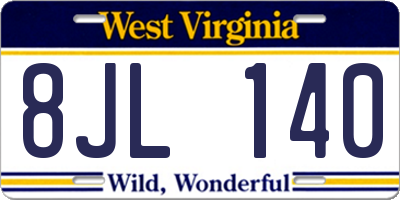 WV license plate 8JL140
