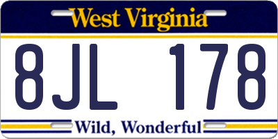 WV license plate 8JL178