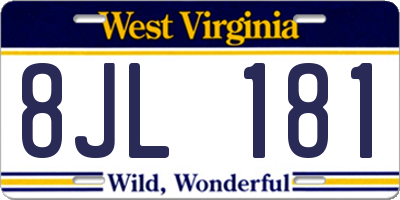WV license plate 8JL181