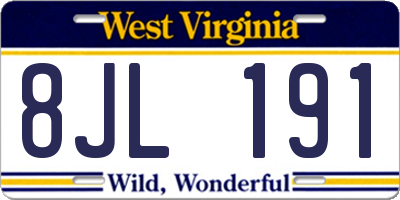 WV license plate 8JL191
