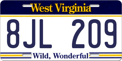 WV license plate 8JL209
