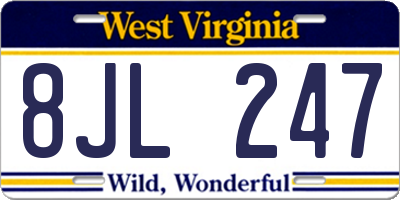WV license plate 8JL247