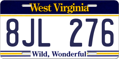 WV license plate 8JL276