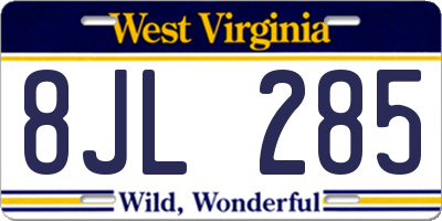 WV license plate 8JL285