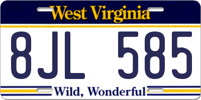 WV license plate 8JL585