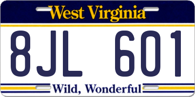 WV license plate 8JL601
