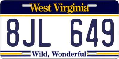 WV license plate 8JL649