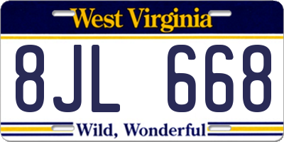 WV license plate 8JL668