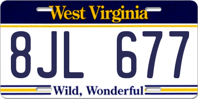 WV license plate 8JL677