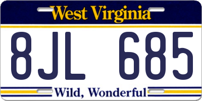 WV license plate 8JL685