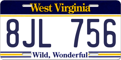 WV license plate 8JL756